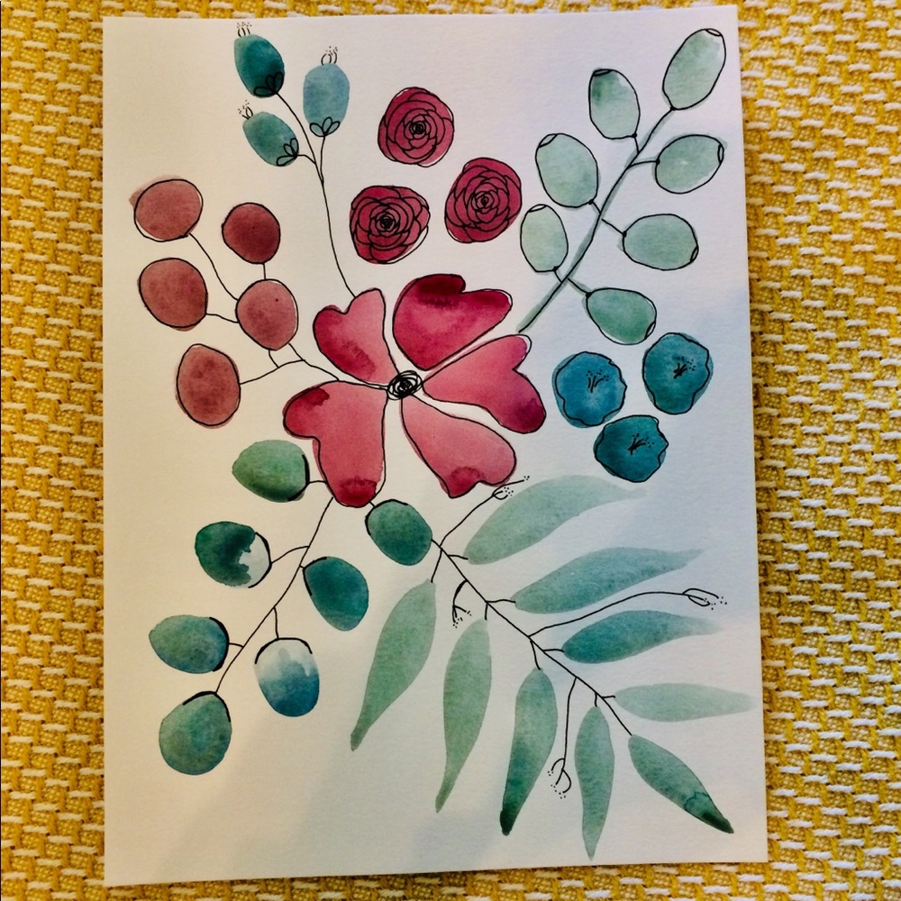 Hand painted watercolor floral art